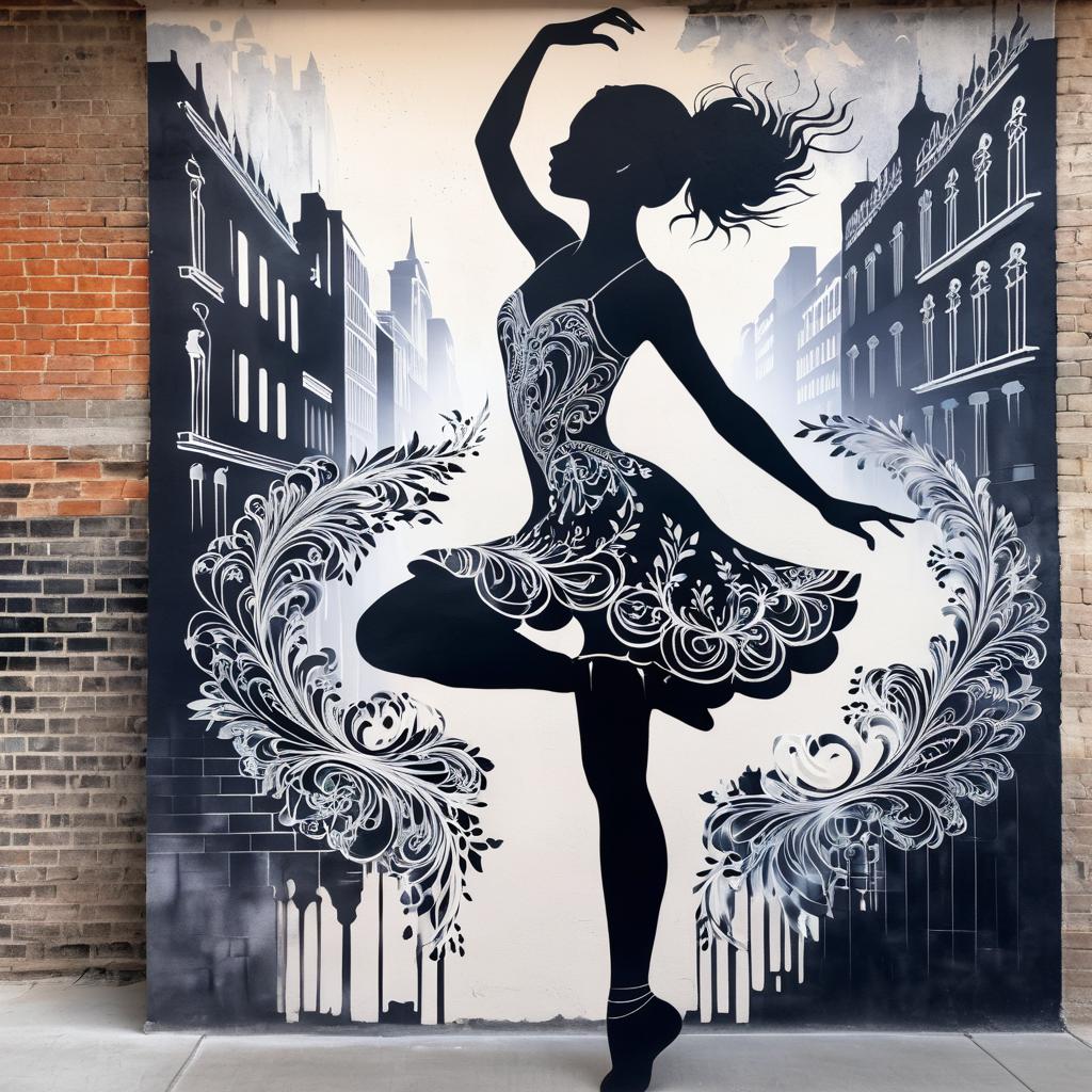 Urban Chalk Art Mural Featuring Dancer