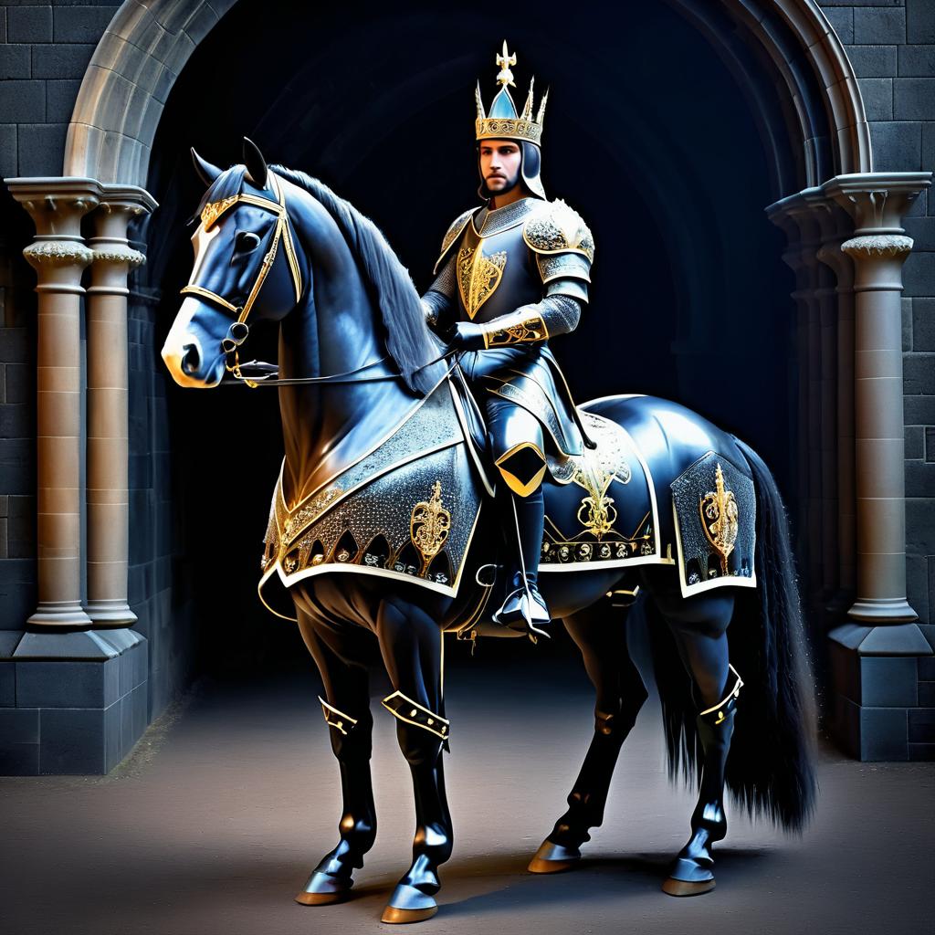 Majestic Knight Horse in Castle Scene