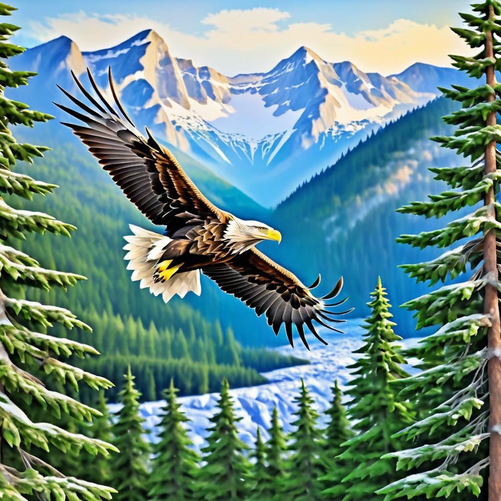 Majestic Eagle Above Rugged Mountains