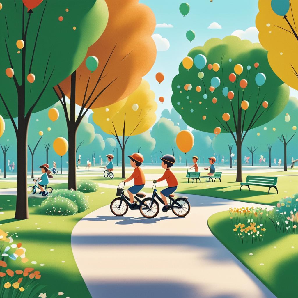 Heartwarming Park Scene with Children and Balloons