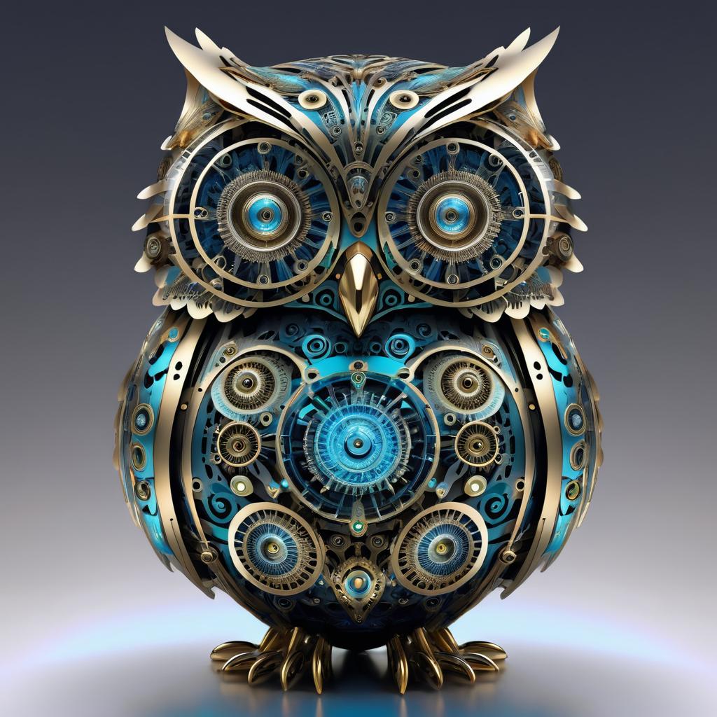 Intricate 3D Robotic Owl Artistry