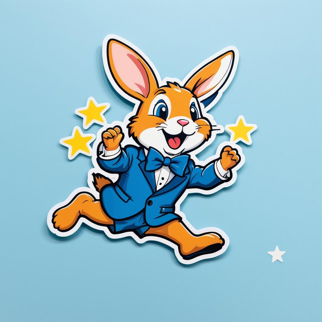 Whimsical Rabbit Leaping for a Star