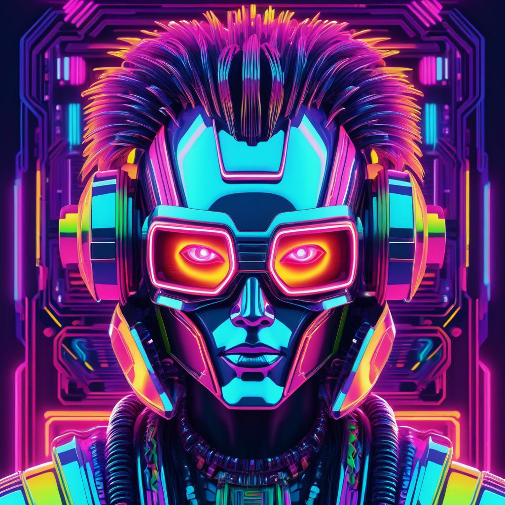 Vibrant 80s Retro Robot Pixel Art