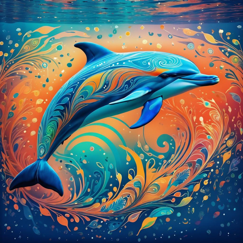 Vibrant Dolphin with Surreal Patterns