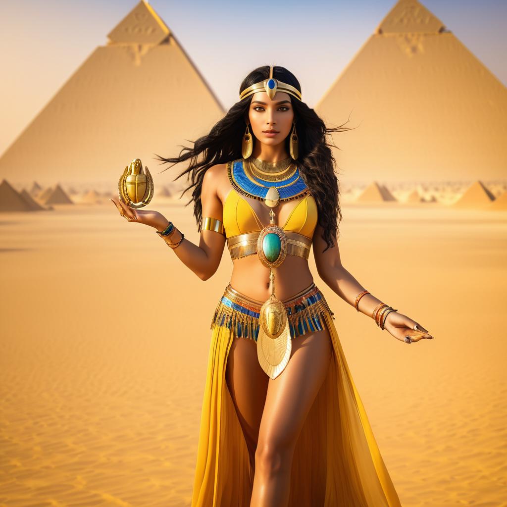 Cinematic Portrait of Goddess Isis in Desert