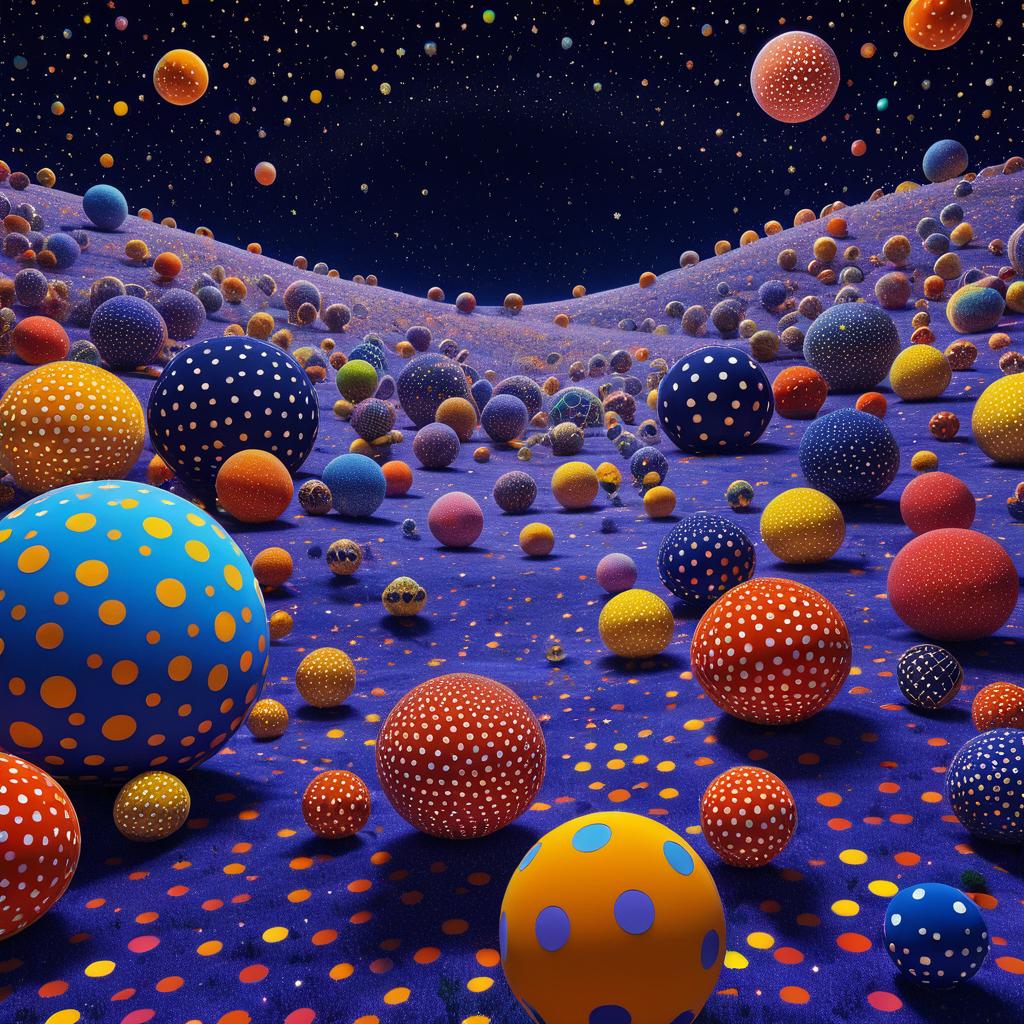 Cosmic Polka Dot Landscape Art