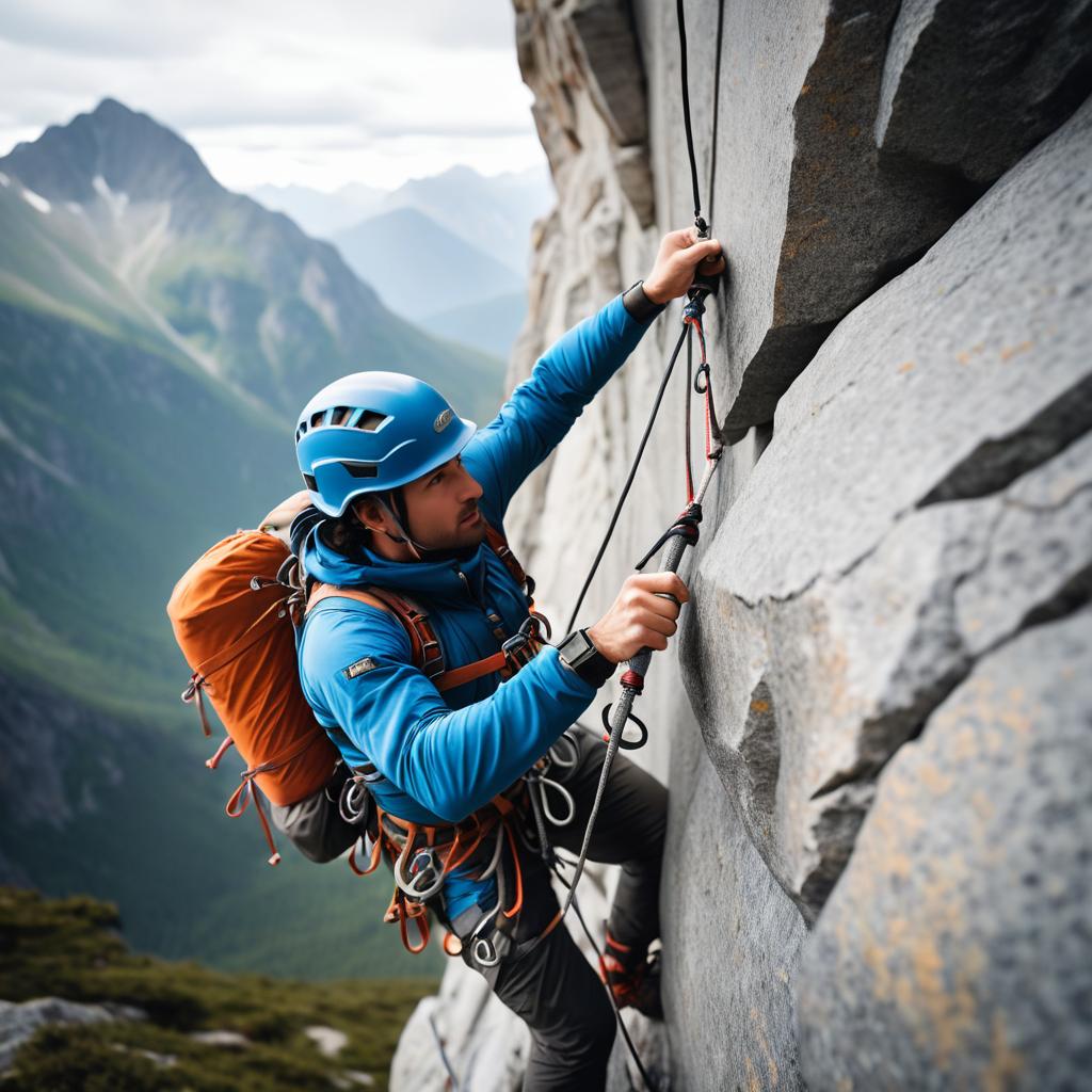 Daring Ascent: Climber on Granite Wall