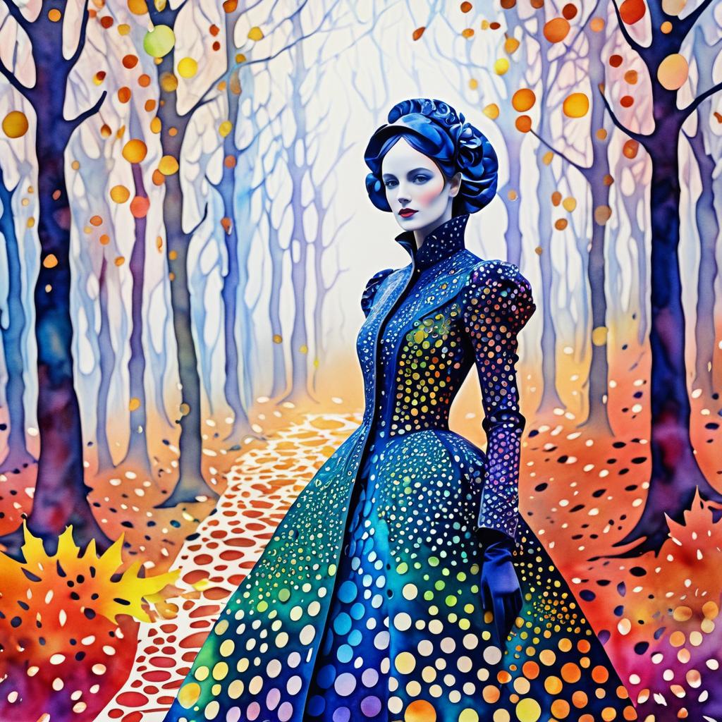 Vibrant Autumn Couture Watercolor Artwork