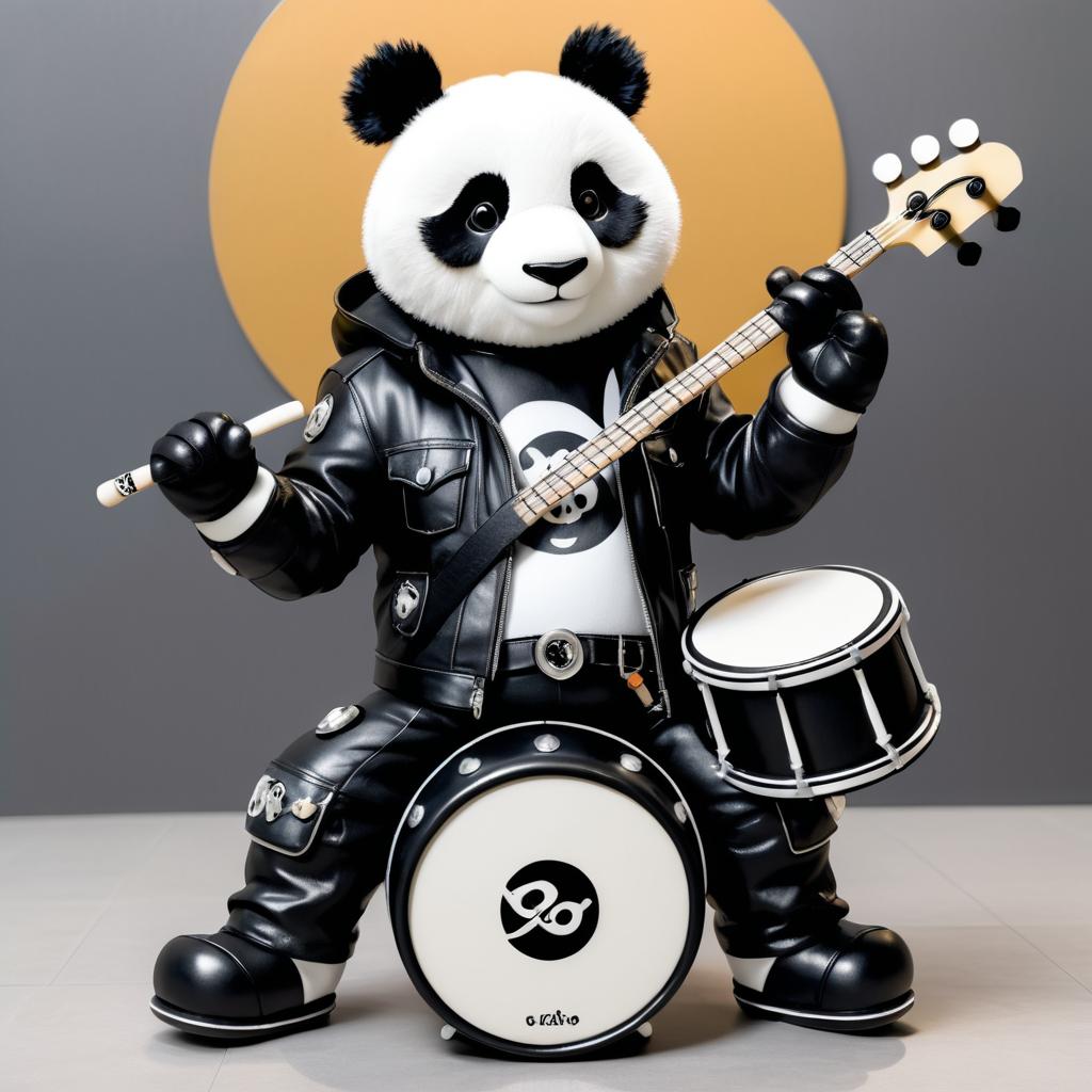 Rock Star Panda Drummer in Action