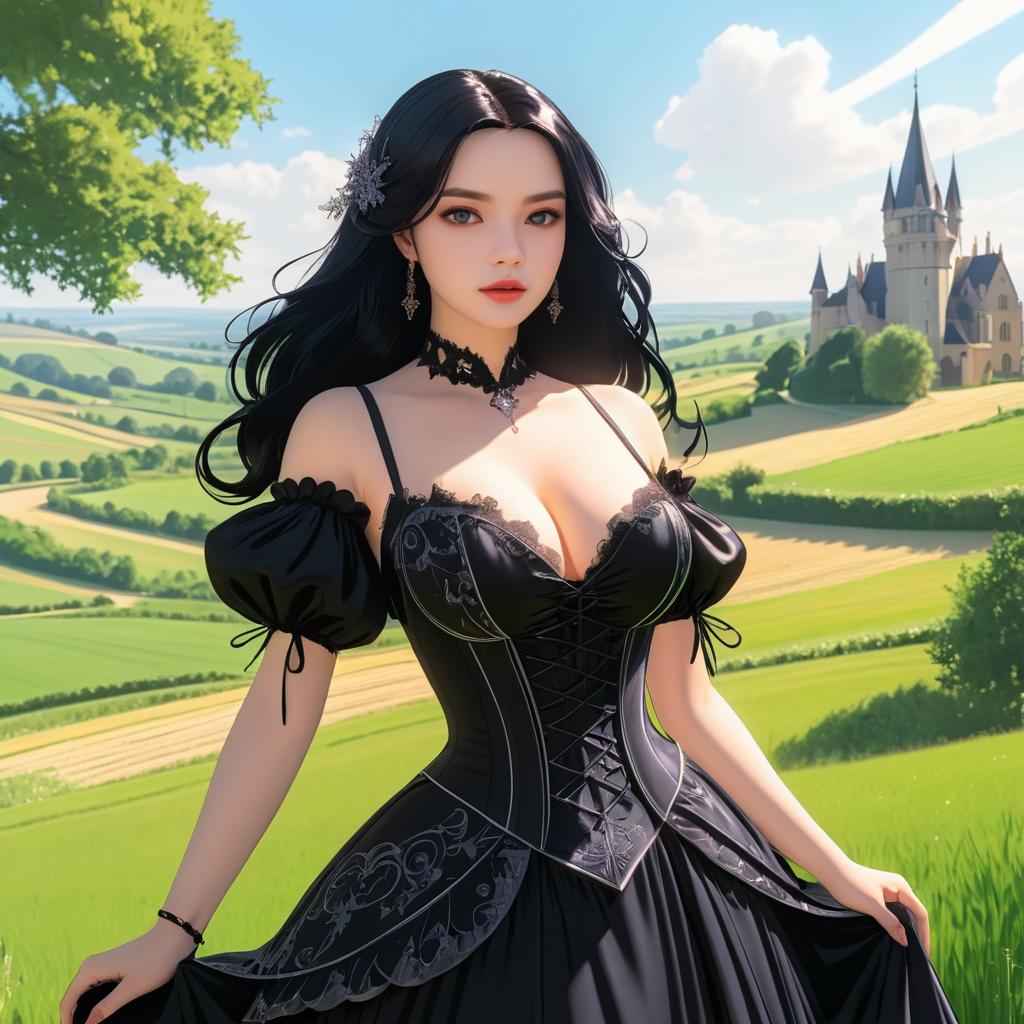 Gothic Elegance in Sunny Countryside