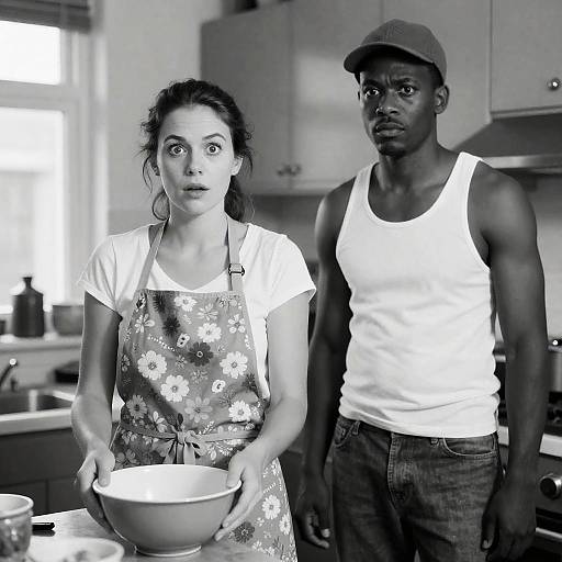 Surprising Moment in a Cluttered Kitchen