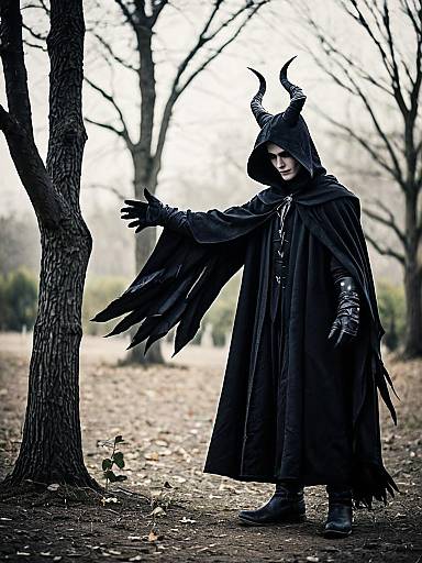 Hooded Maleficent Crow Costume Male Figure