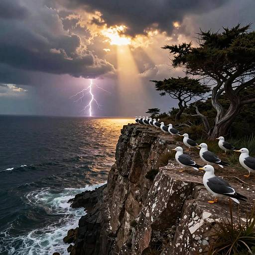 Epic Stormy Cliffside at Dusk
