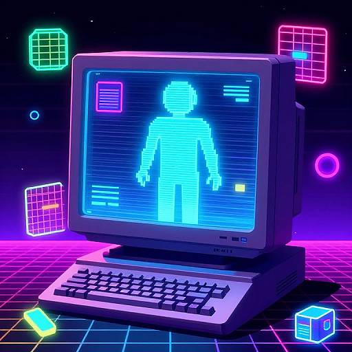 80s AI Assistant Hologram Pixel Art