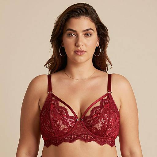 Elegant Woman in Red Lace Bra