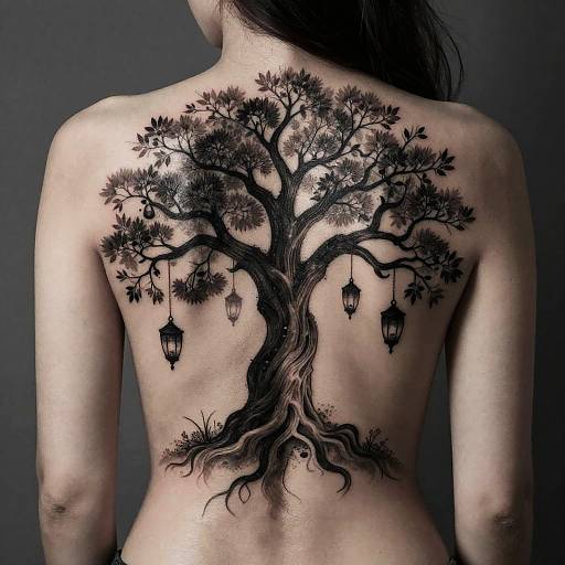 Mystical Tree Back Tattoo Silhouette