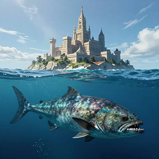 Colossal Prehistoric Fish Beneath Island City