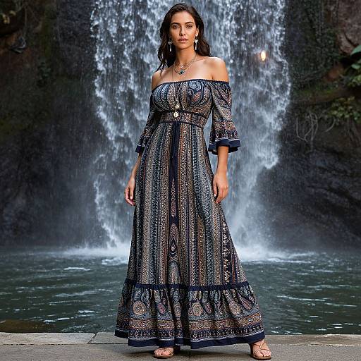 Boho-Chic Woman by Waterfall