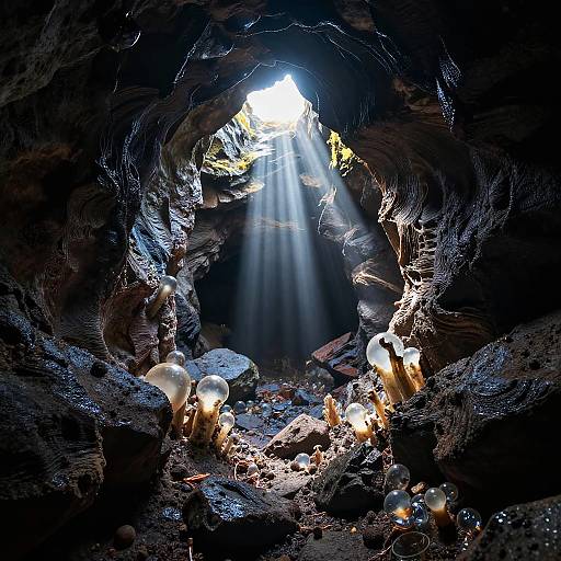 Hyperrealistic Lava Tube Passage Scene