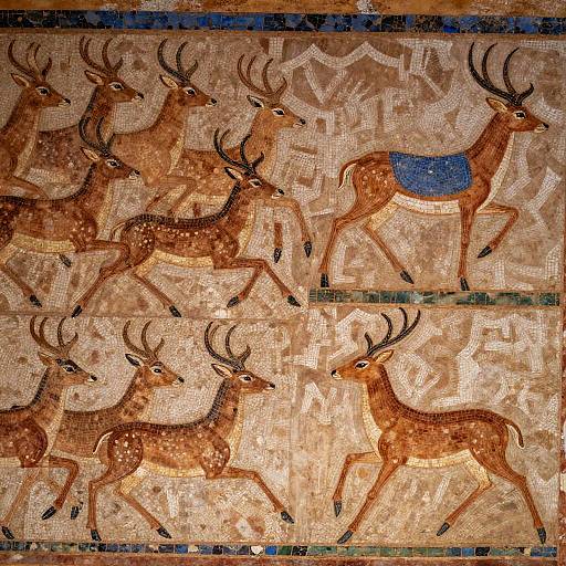 Ancient Egyptian Deer and Antelope Fresco