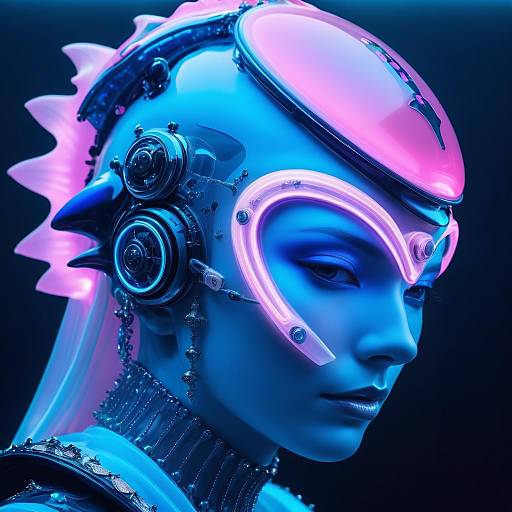 Cyberpunk Orca Portrait with Bioluminescence