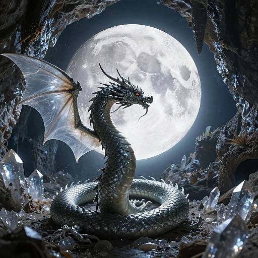 Bakunawa Serpent Dragon Near Moon