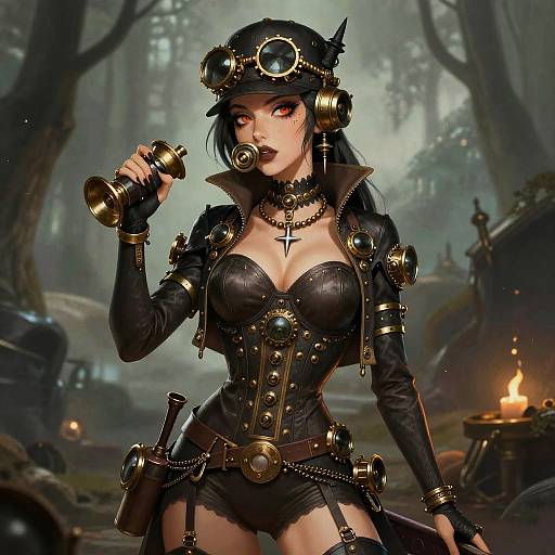 Steampunk Quantumpunk Erotic Woman Illustration