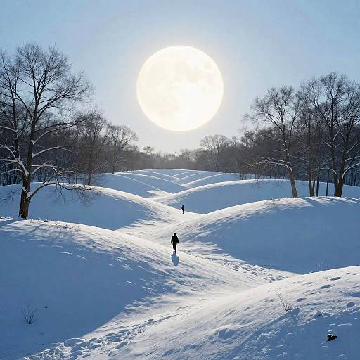 Surreal Winter Landscape with Glowing Sun