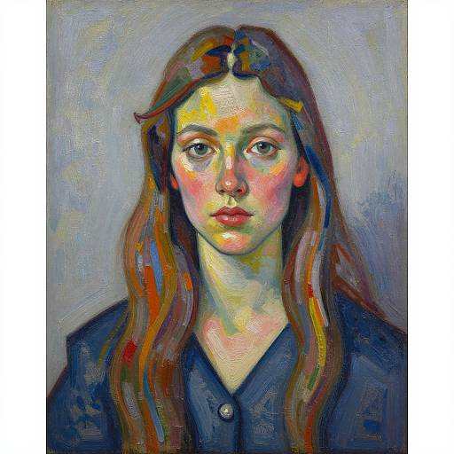 Vibrant De Stijl Inspired Oil Portrait