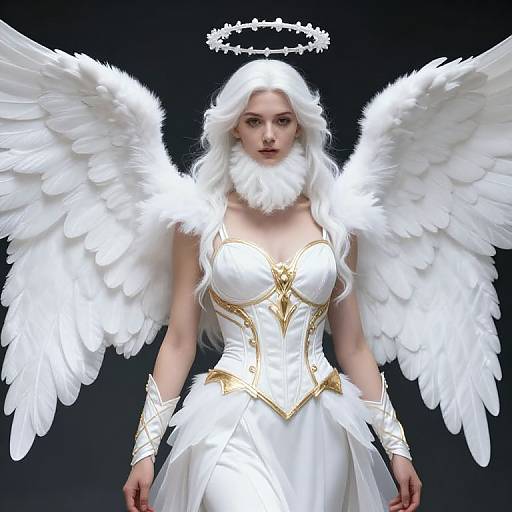 White-Bearded Female Angel in Gold