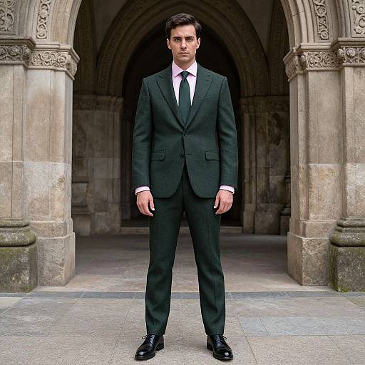 Confident Man in Vintage Stone Archways