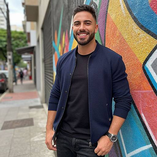 Confident Brazilian Man in Urban Fashion