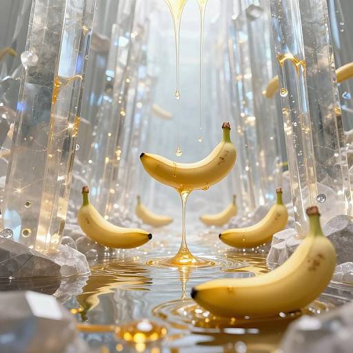 Surreal Bananas Floating in Golden Syrup