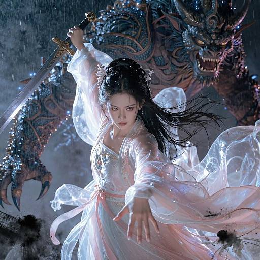 Celestial Hanfu Duel Ethereal Battle Portrait