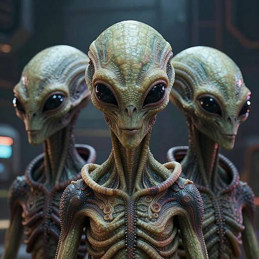 Hyper-Realistic Three-Breasted Alien Portrait