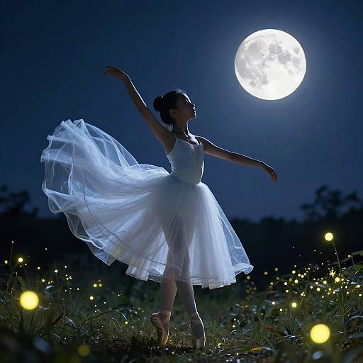 Moonlit Ballerina Boy with Fireflies