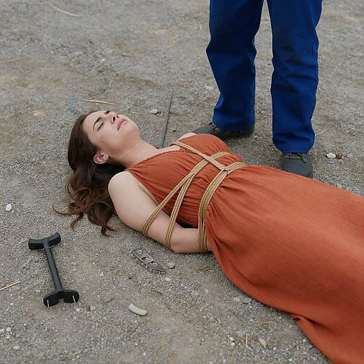 Dramatic Scene: Woman Bound on Gravel