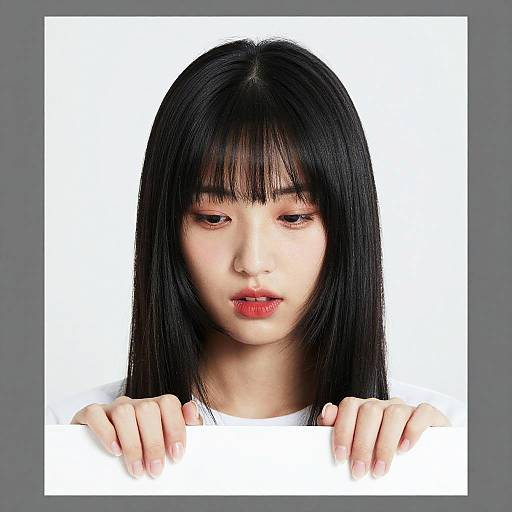 Portrait of Young Woman with Bangs