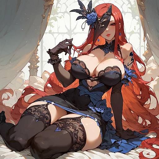 Masked Erza Scarlet at Masquerade Gala