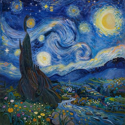 Vibrant digital painting of Vincent van Gogh's 