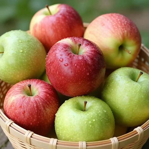 Basket of Fresh Red and Green Apples