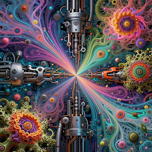 Vibrant AI-Driven Mechanical-Organic Montage