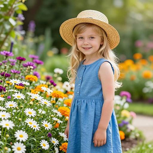 Young Girl Smiling in Vibrant Garden