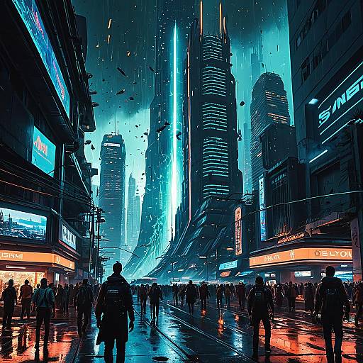 Cyberpunk Lagos Cityscape Under Siege