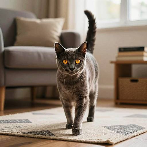 Elegant Chartreux Cat in Cozy Reading Corner