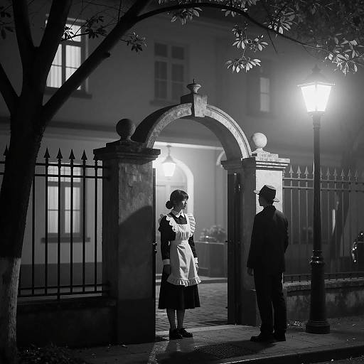 Foggy Night Silhouette in Black-and-White