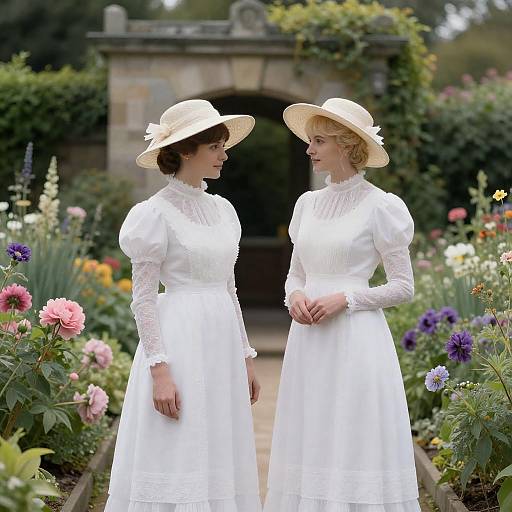 Victorian Garden Portrait of Two Women