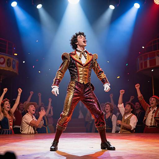 Vintage Showman Under Circus Spotlights