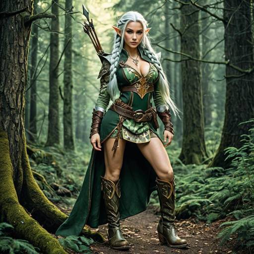 Whimsical Elf Ranger Fantasy Illustration
