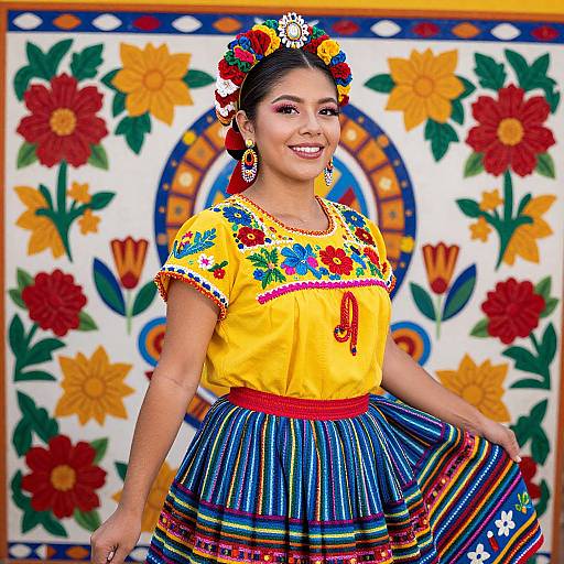 Colorful Mexican Woman in Traditional Attire